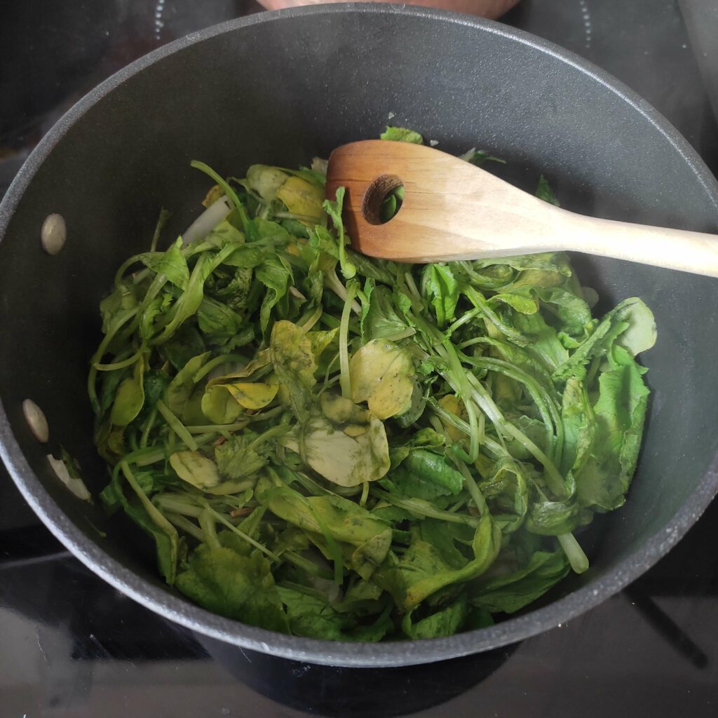 photo démarrage de la cuisson des fanes