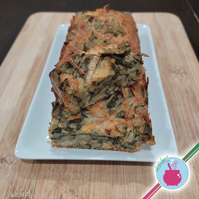 Cake aux feuilles de blettes, chèvre et poulet